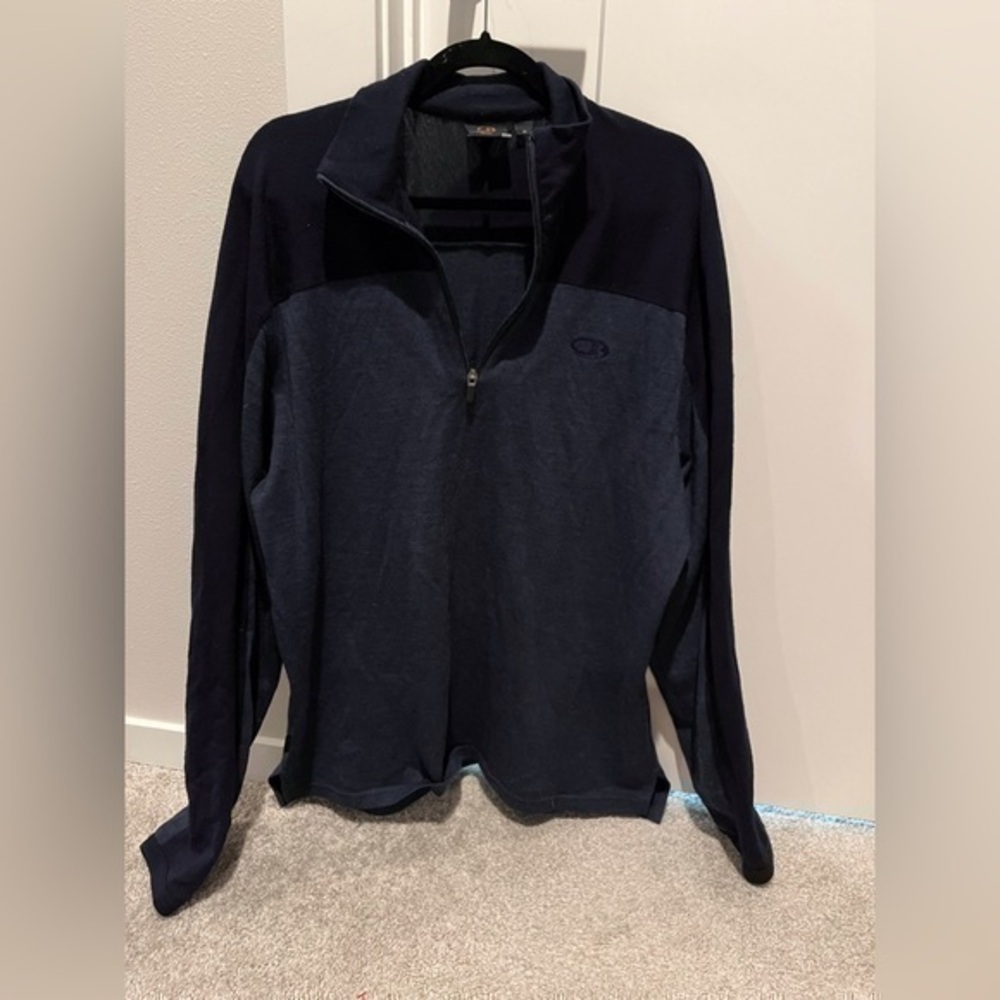 Icebreaker Men's‎ XL Half Zip Navy Blue Fleece Pullover Top Active Layering